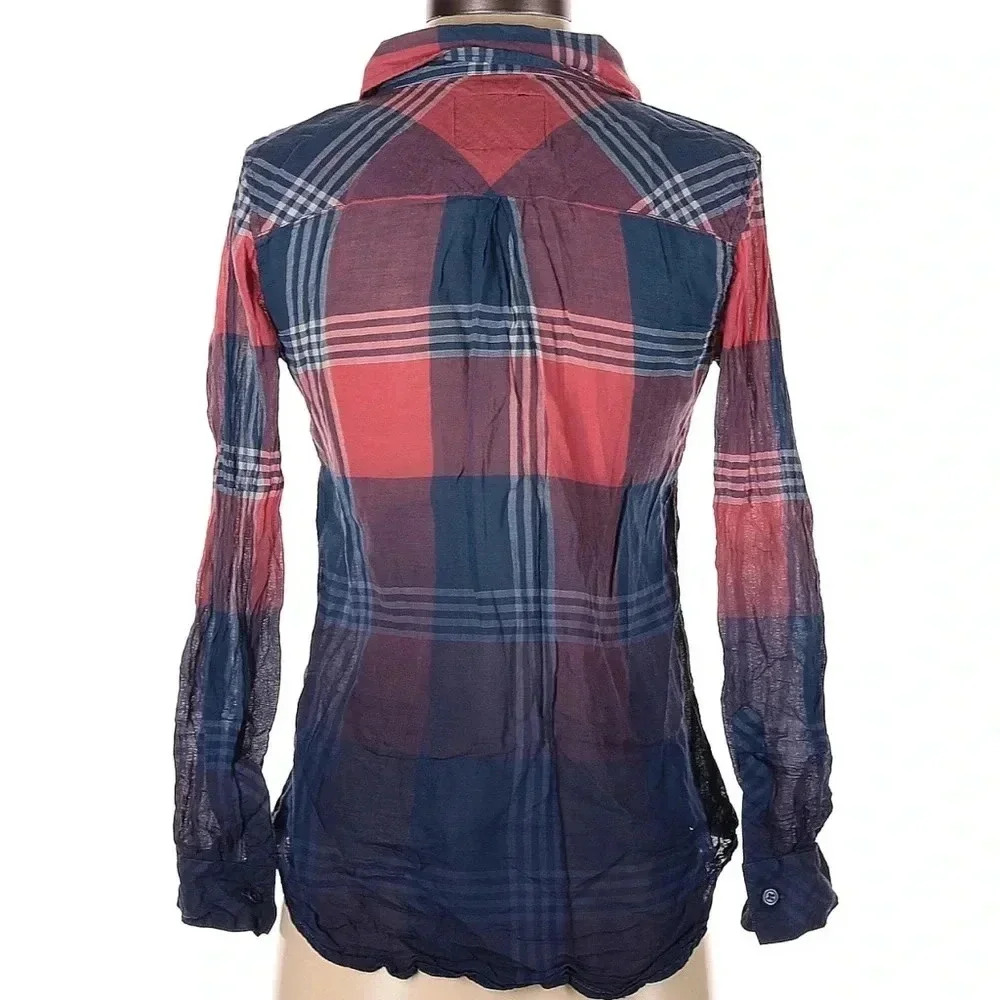 Rails Ashton Red & Blue Ombre Dye Button Down Cot… - image 4